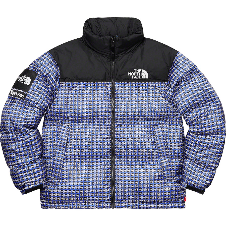 Details on Supreme The North Face Studded Nuptse Jacket Royal from spring summer
                                                    2021 (Price is $398)