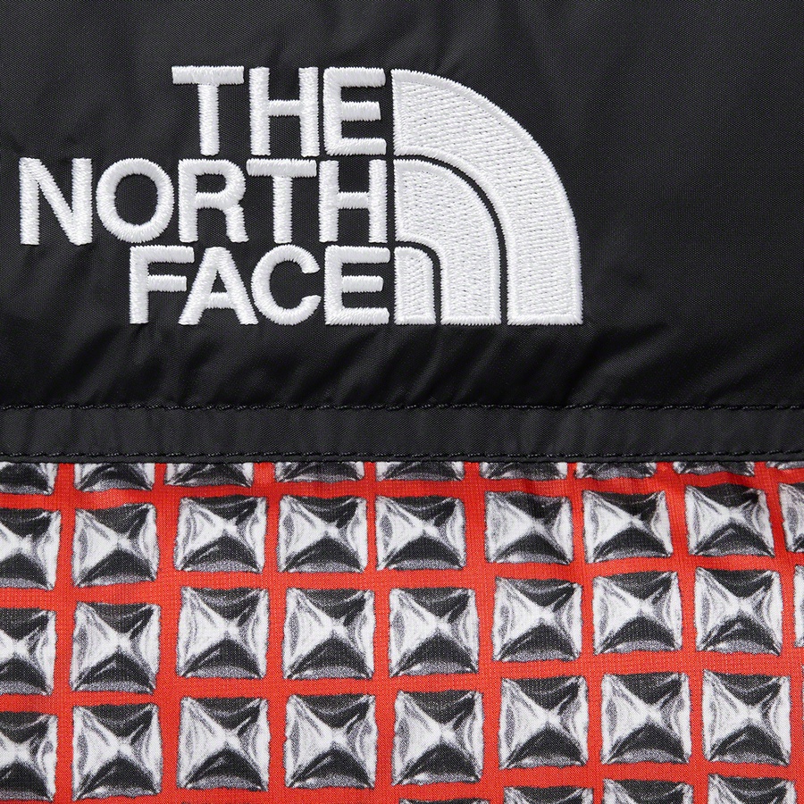 Details on Supreme The North Face Studded Nuptse Jacket Red from spring summer
                                                    2021 (Price is $398)