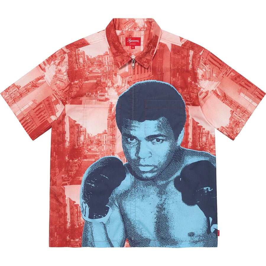 Details on Muhammad Ali Zip Up S S Shirt Red from spring summer
                                                    2021 (Price is $158)