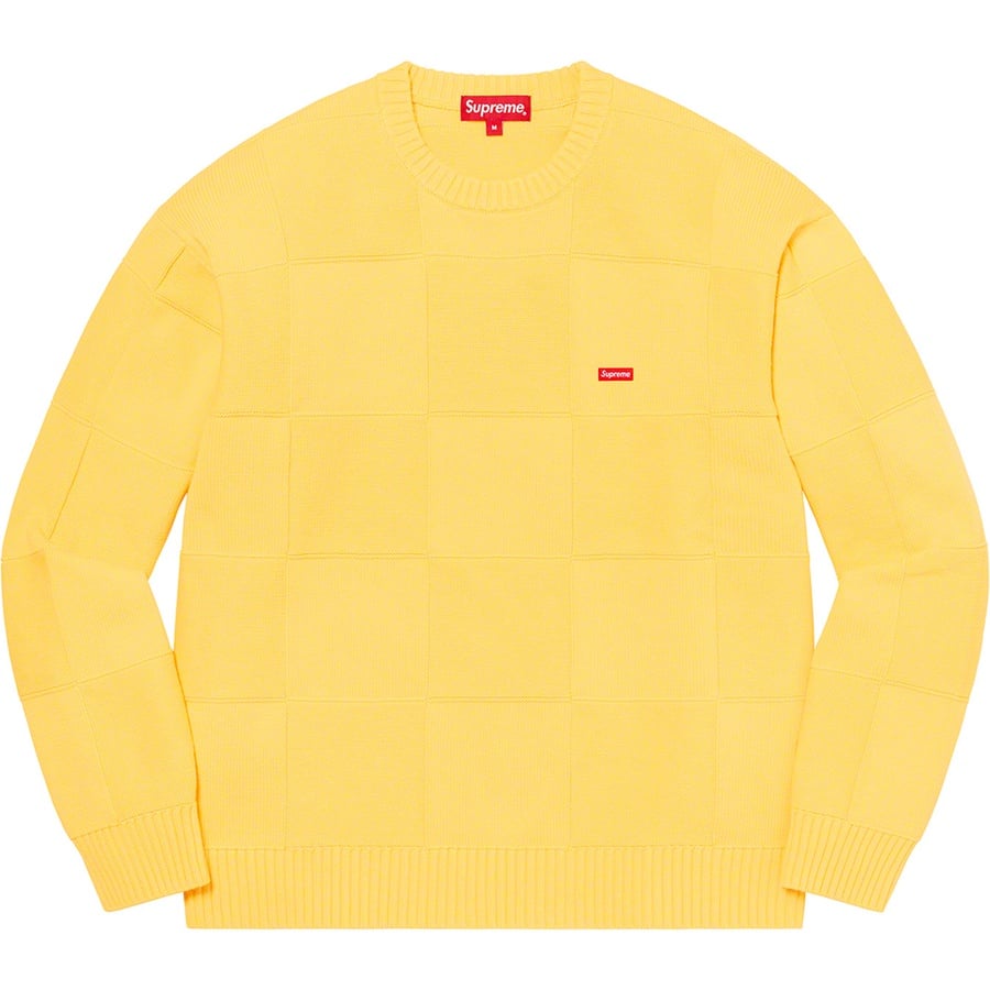 Details on Tonal Checkerboard Small Box Sweater Yellow from spring summer
                                                    2021 (Price is $138)