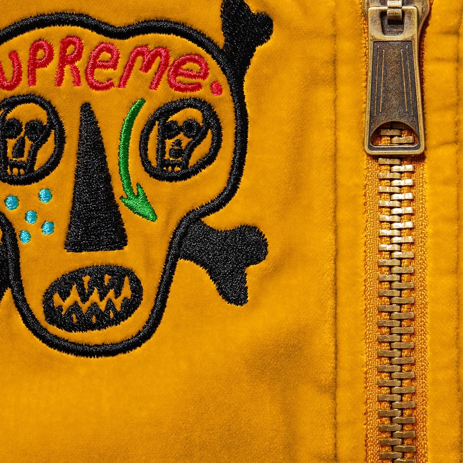 Details on Clayton Patterson Supreme Skulls Embroidered Velvet MA-1 Gold from spring summer
                                                    2021 (Price is $398)