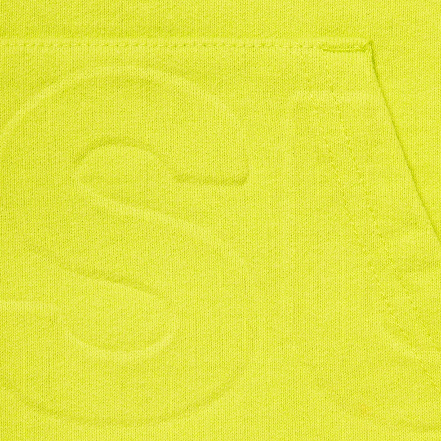 Details on Embossed Logos Hooded Sweatshirt Acid Green from spring summer
                                                    2021 (Price is $158)