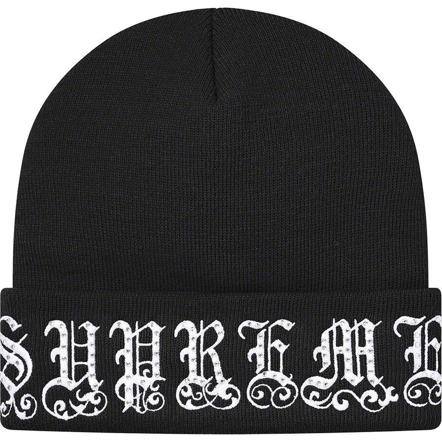 Details on Old English Rhinestone Beanie Black from spring summer
                                                    2021 (Price is $78)