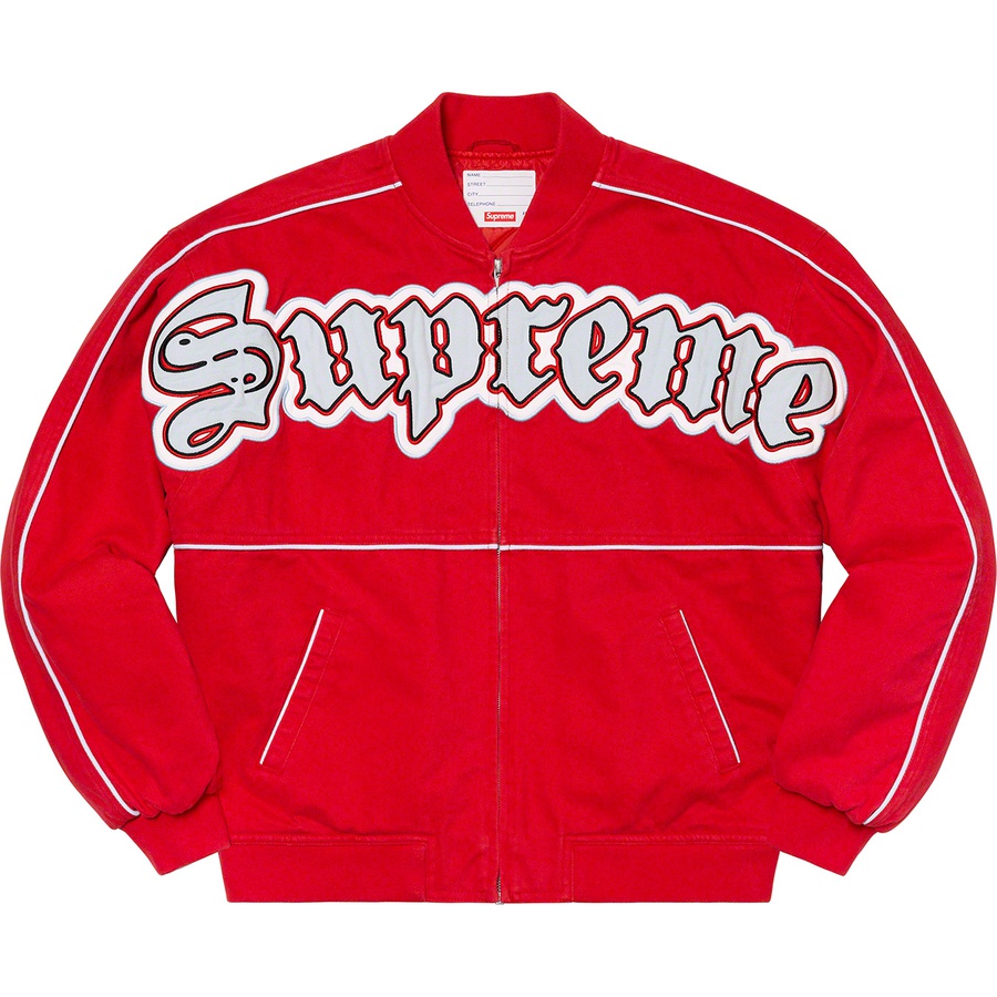 Details on Twill Old English Varsity Jacket Red from spring summer
                                                    2021 (Price is $218)