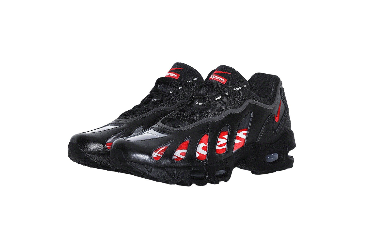 RARE 2021 Supreme x Nike Air Max 96 Black / Red / Clear See-Thru Shoes Size  10.5