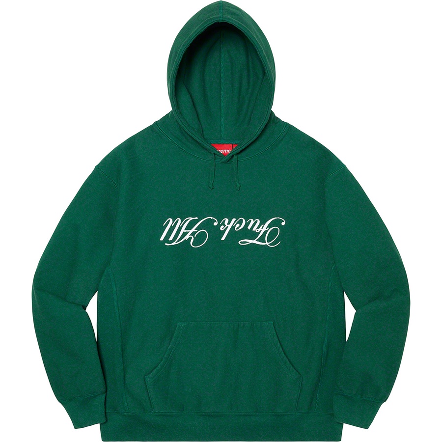 Details on Jamie Reid Supreme Fuck All Hooded Sweatshirt Dark Green from spring summer
                                                    2021 (Price is $158)