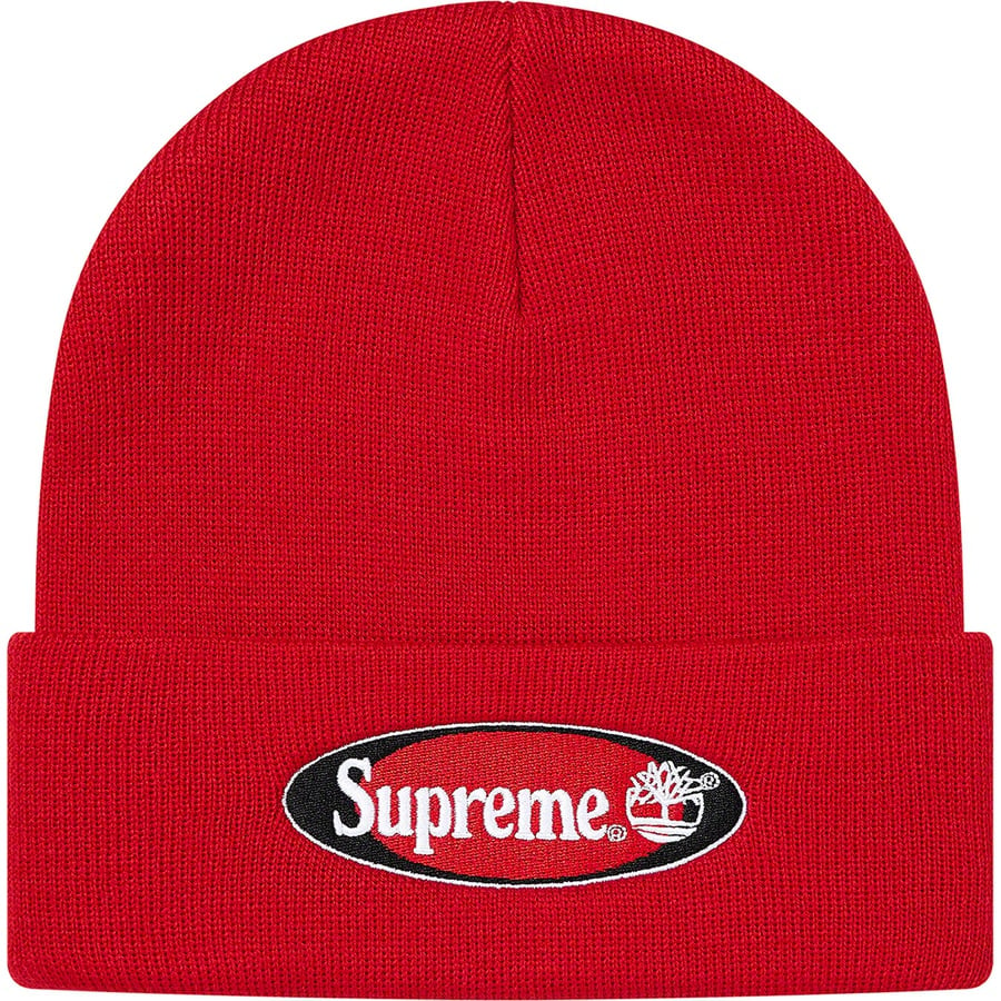 Details on Supreme Timberland Beanie Red from spring summer
                                                    2021 (Price is $38)