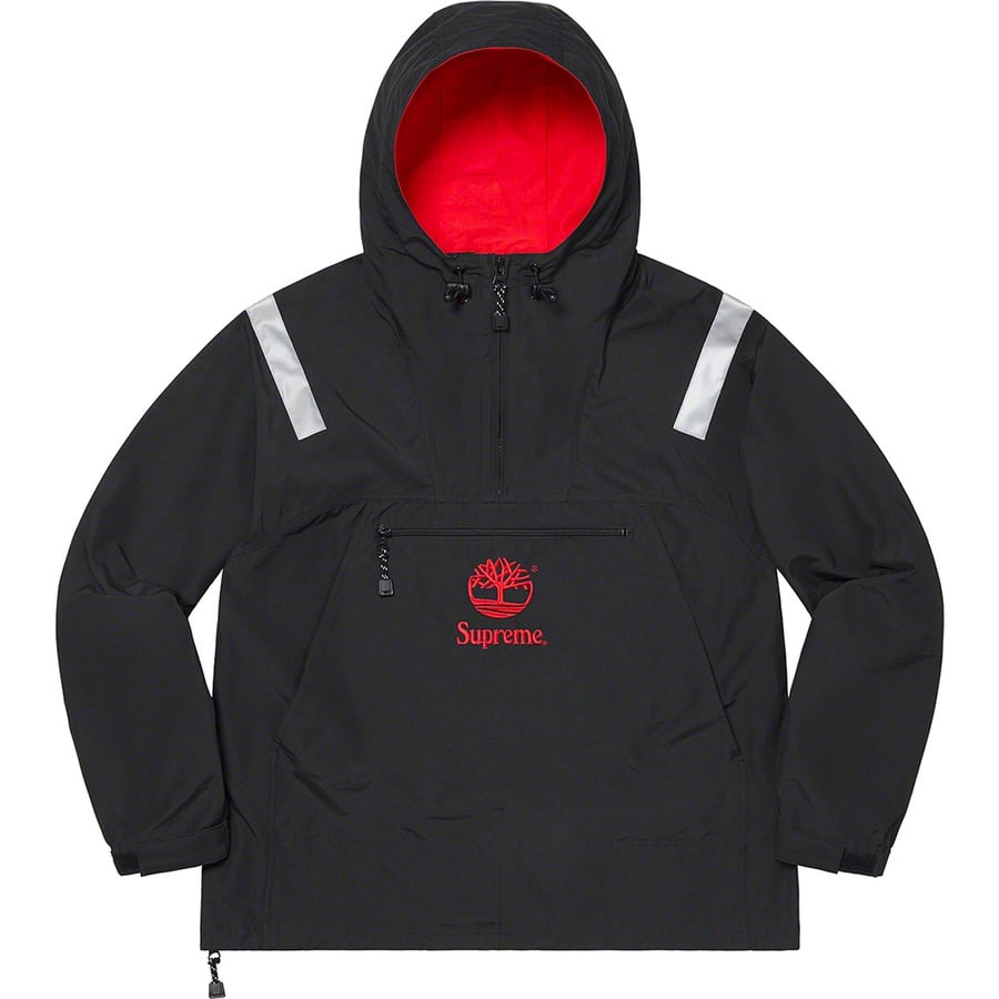 Details on Supreme Timberland Reflective Taping Anorak Black from spring summer
                                                    2021 (Price is $168)