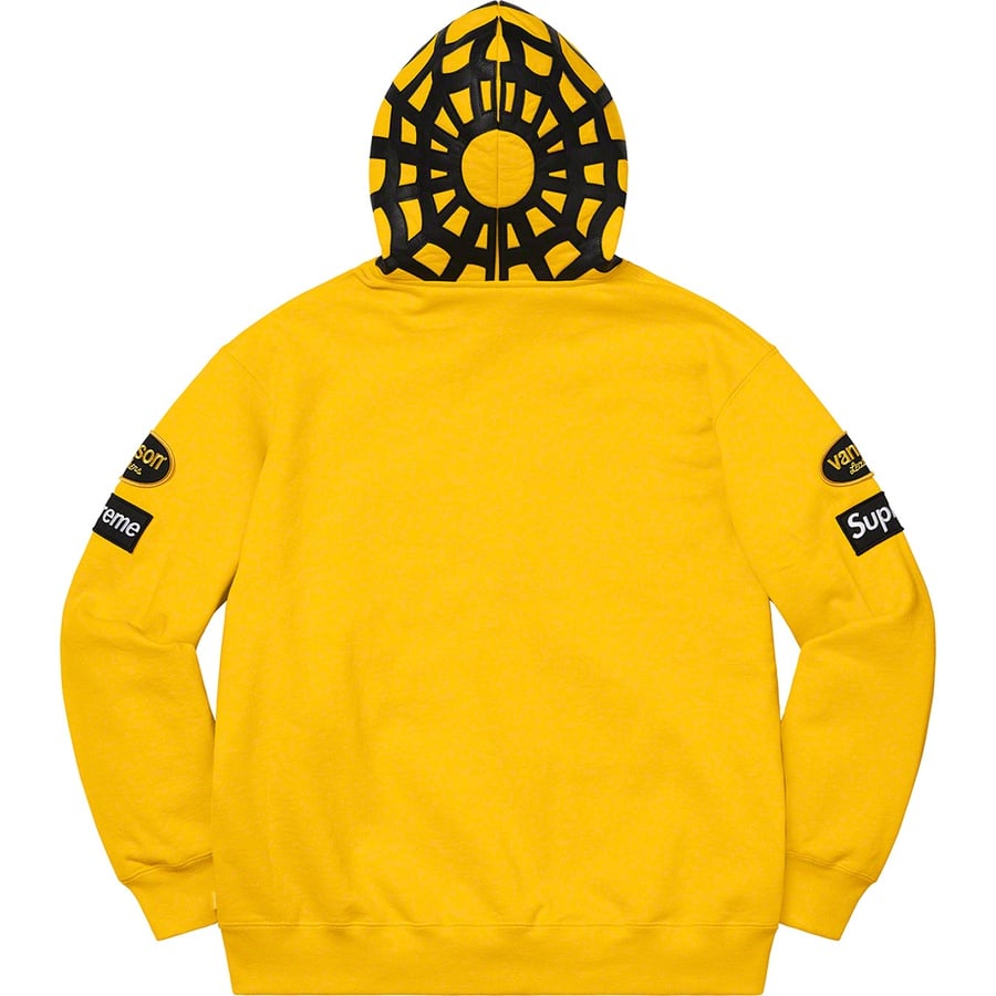Details on Supreme Vanson Leathers Spider Web Zip Up Hooded Sweatshirt Yellow from spring summer
                                                    2021 (Price is $378)