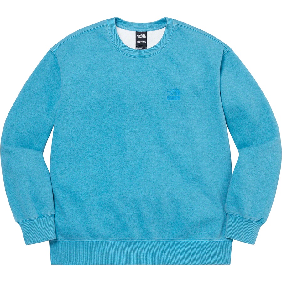 Details on Supreme The North Face Pigment Printed Crewneck Turquoise from spring summer
                                                    2021 (Price is $138)
