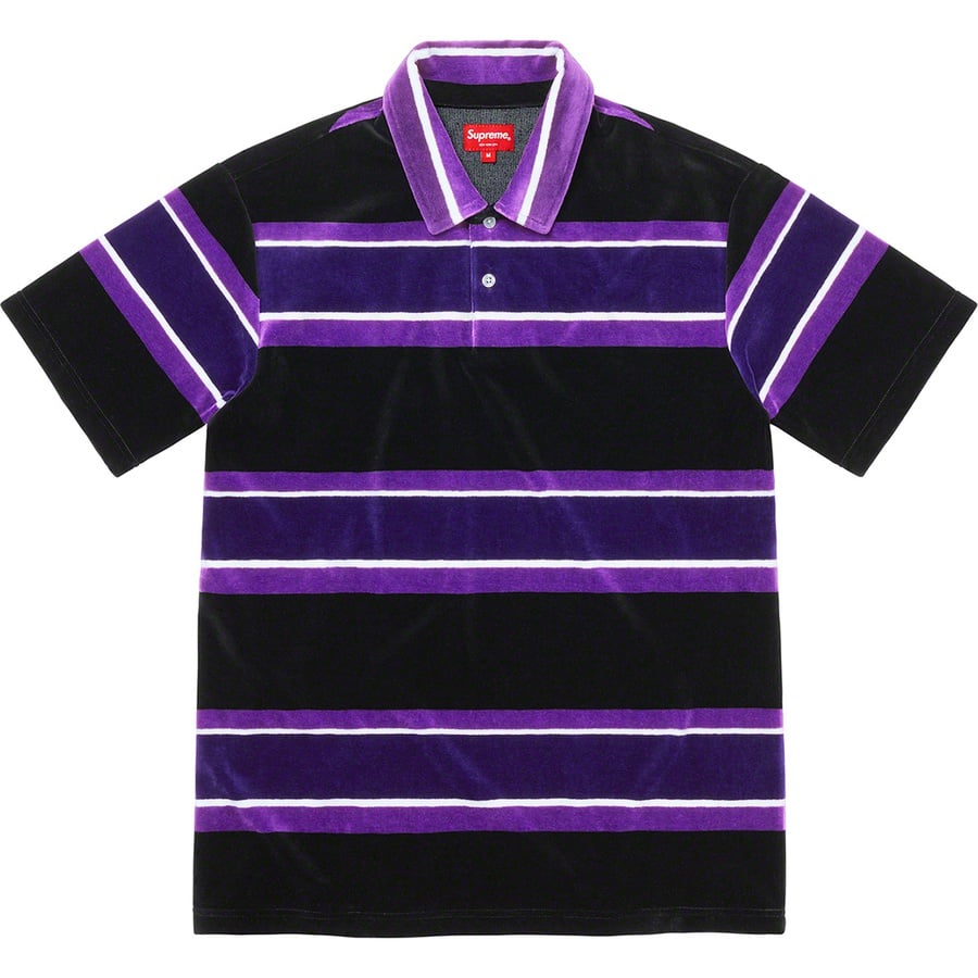Details on Stripe Velour Polo Black from spring summer
                                                    2021 (Price is $110)