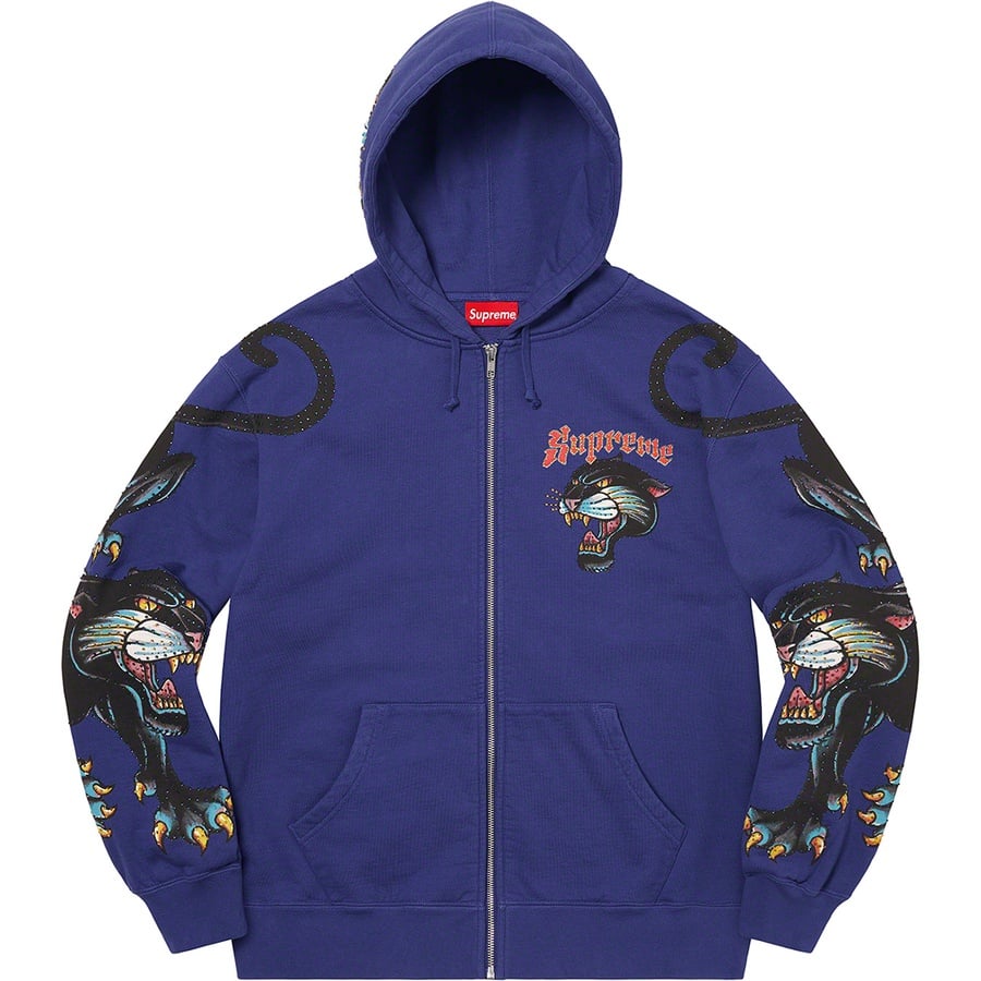 Details on Panther Zip Up Hooded Sweatshirt Washed Navy from spring summer
                                                    2021 (Price is $168)
