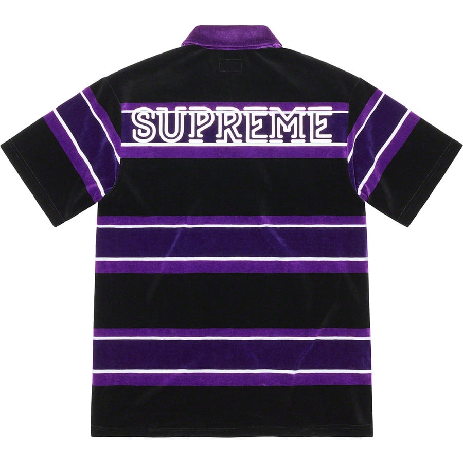 Details on Stripe Velour Polo Black from spring summer
                                                    2021 (Price is $110)