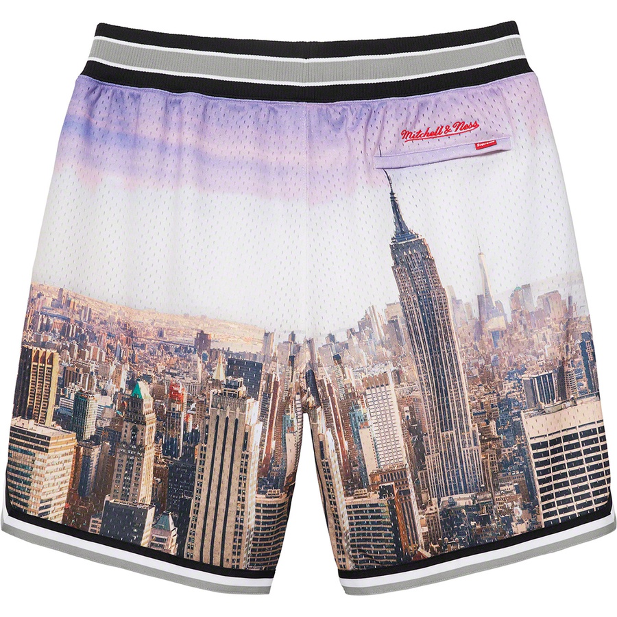 Details on Supreme Mitchell & Ness Basketball Short Skyline from spring summer
                                                    2021 (Price is $138)