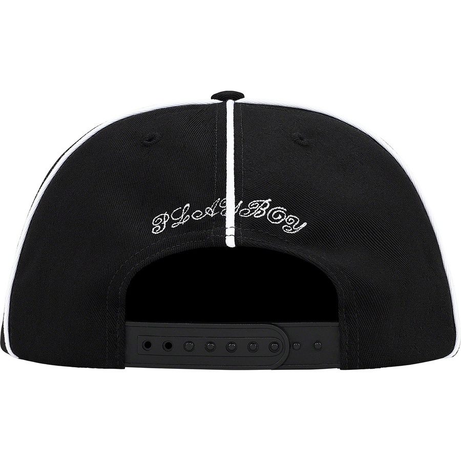 Details on Supreme Playboy 5-Panel Black from spring summer
                                                    2021 (Price is $46)