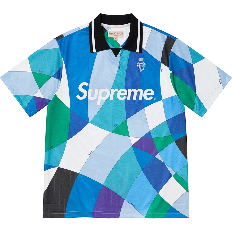 Details on Supreme Emilio Pucci Soccer Jersey Blue from spring summer
                                                    2021 (Price is $148)