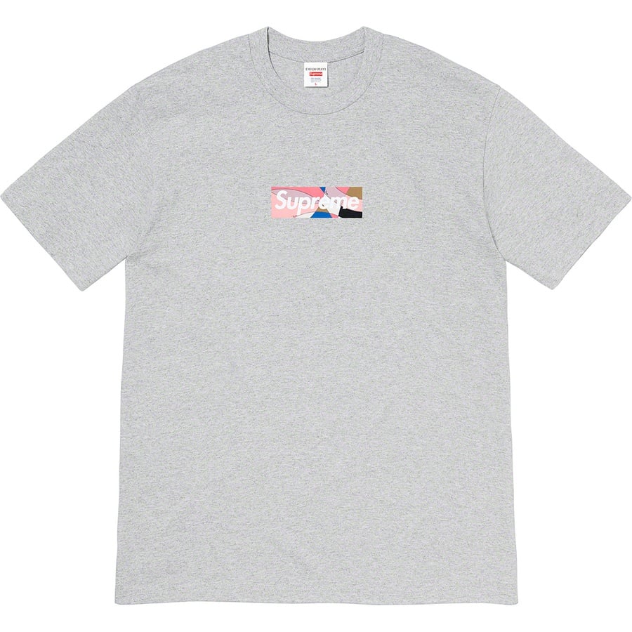Details on Supreme Emilio Pucci Box Logo Tee Heather Grey/Dusty Pink from spring summer
                                                    2021 (Price is $54)