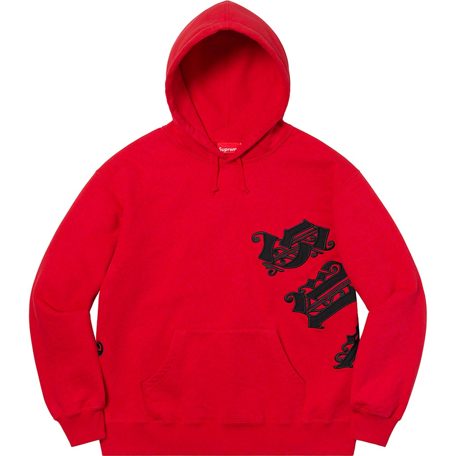 Details on Old English Wrap Hooded Sweatshirt Red from spring summer
                                                    2021 (Price is $158)