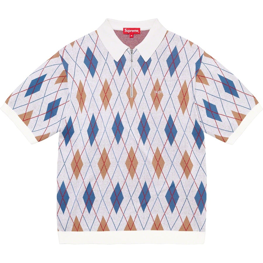 Details on Argyle Zip Polo White from fall winter
                                                    2021 (Price is $118)
