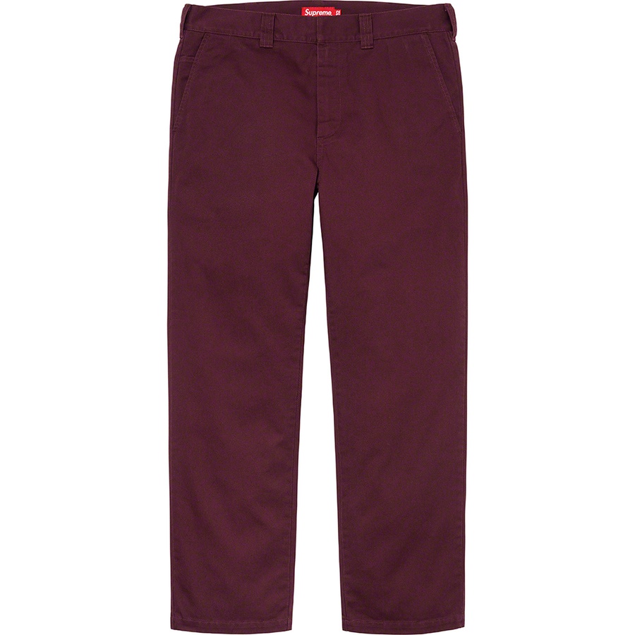 Details on Work Pant Burgundy from fall winter
                                                    2021 (Price is $118)