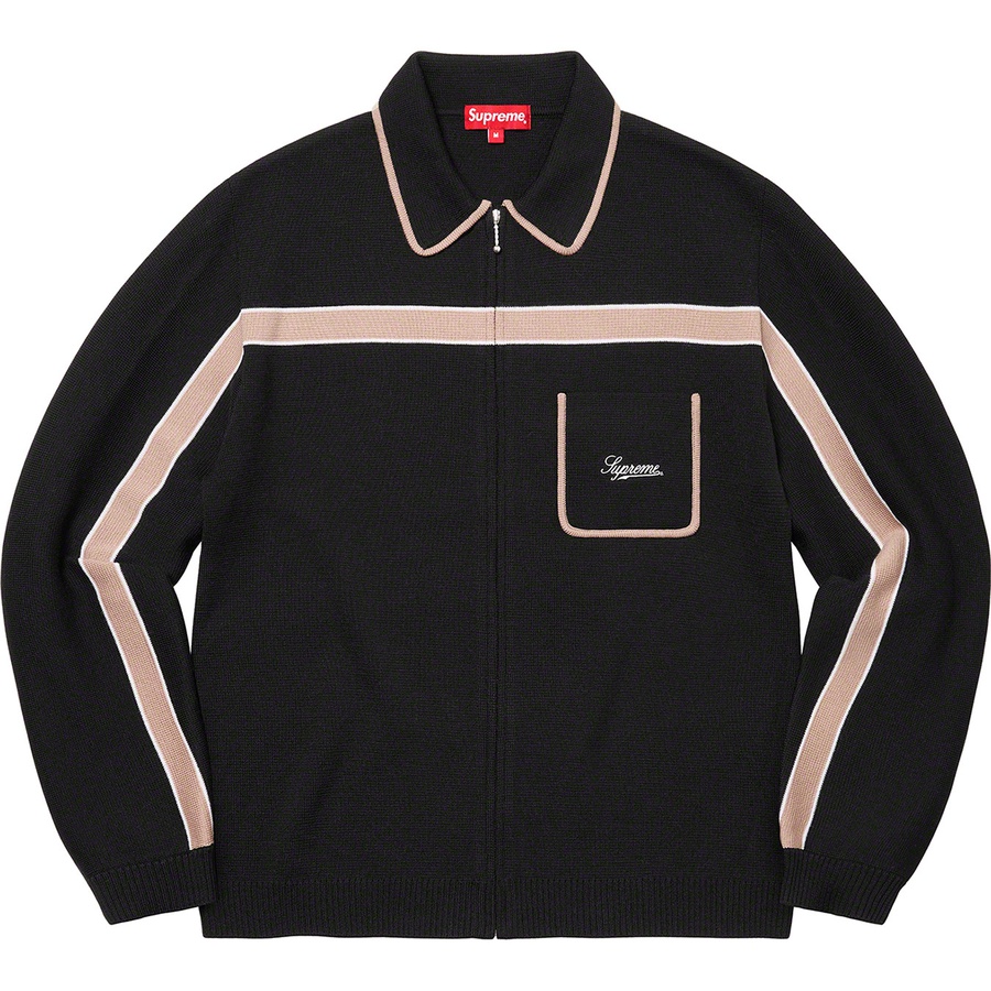 Details on Chest Stripe Zip Up Cardigan Black from fall winter
                                                    2021 (Price is $168)