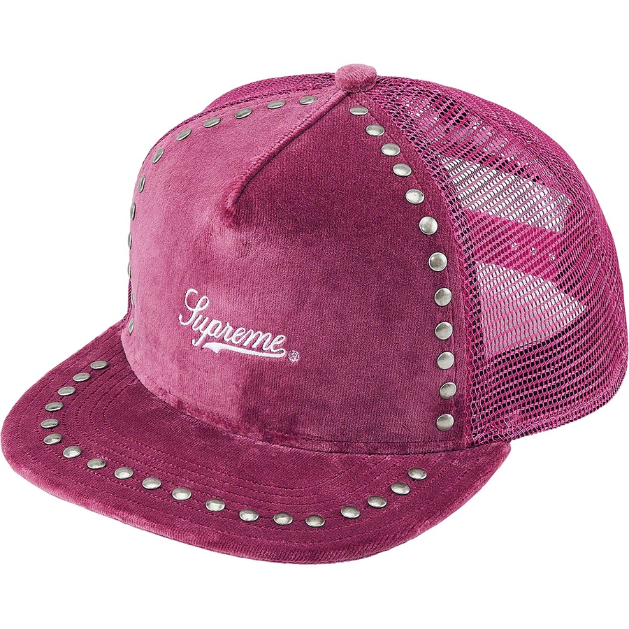 Details on Studded Velvet Mesh Back 5-Panel Dusty Pink from fall winter
                                                    2021 (Price is $46)