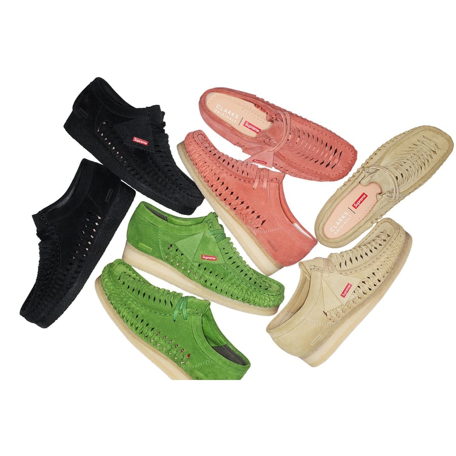 Details on Supreme Clarks Originals Woven Wallabee from fall winter
                                            2021 (Price is $178)