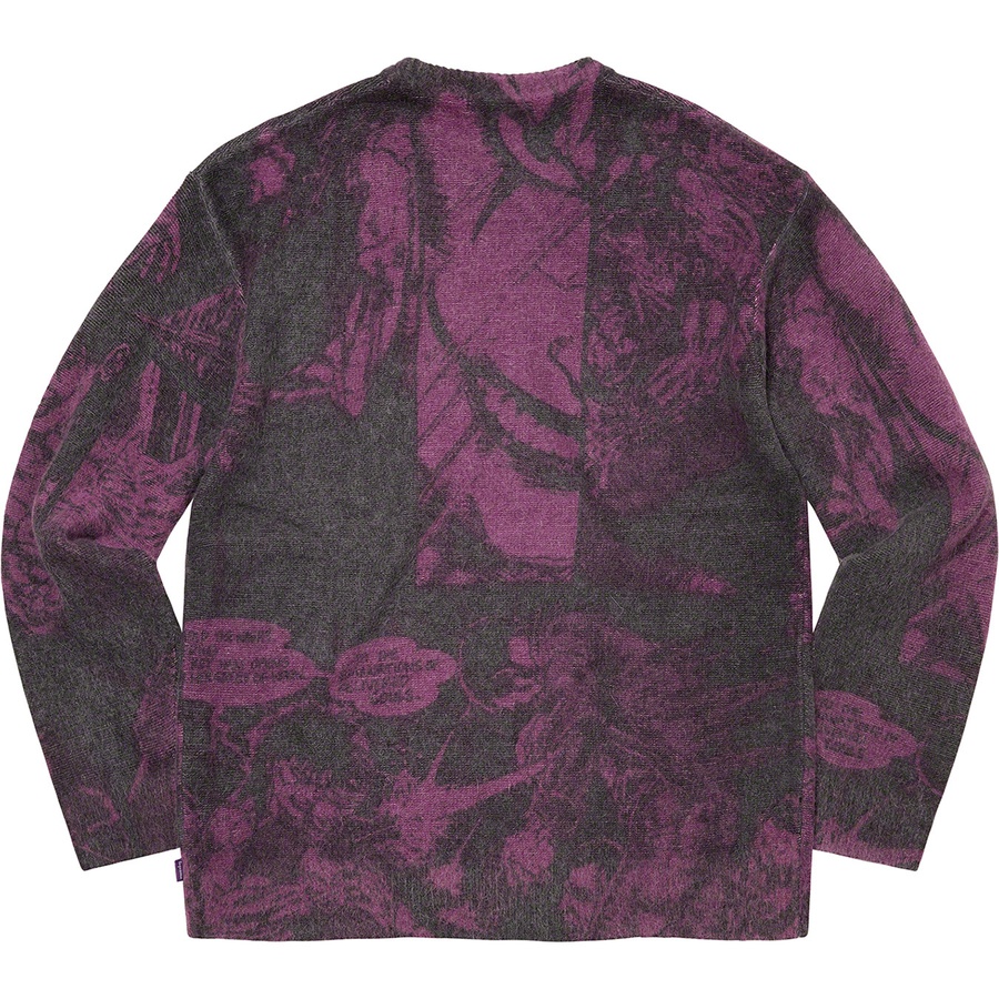 Details on Supreme The Crow Sweater Purple from fall winter
                                                    2021 (Price is $178)