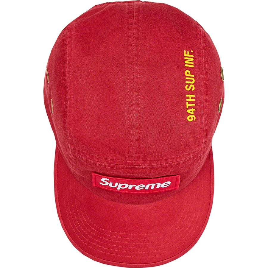 Details on Military Camp Cap Red from fall winter
                                                    2021 (Price is $46)