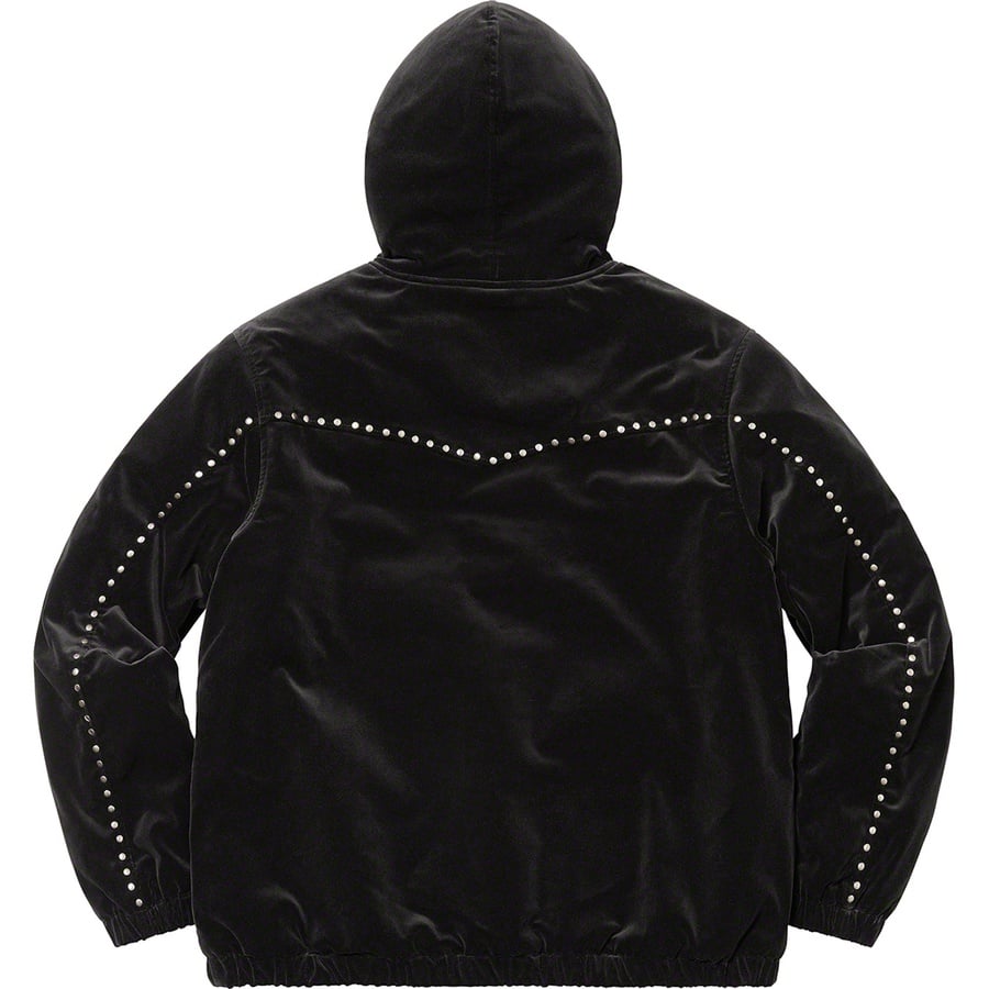 Details on Studded Velvet Hooded Work Jacket Black from fall winter
                                                    2021 (Price is $228)