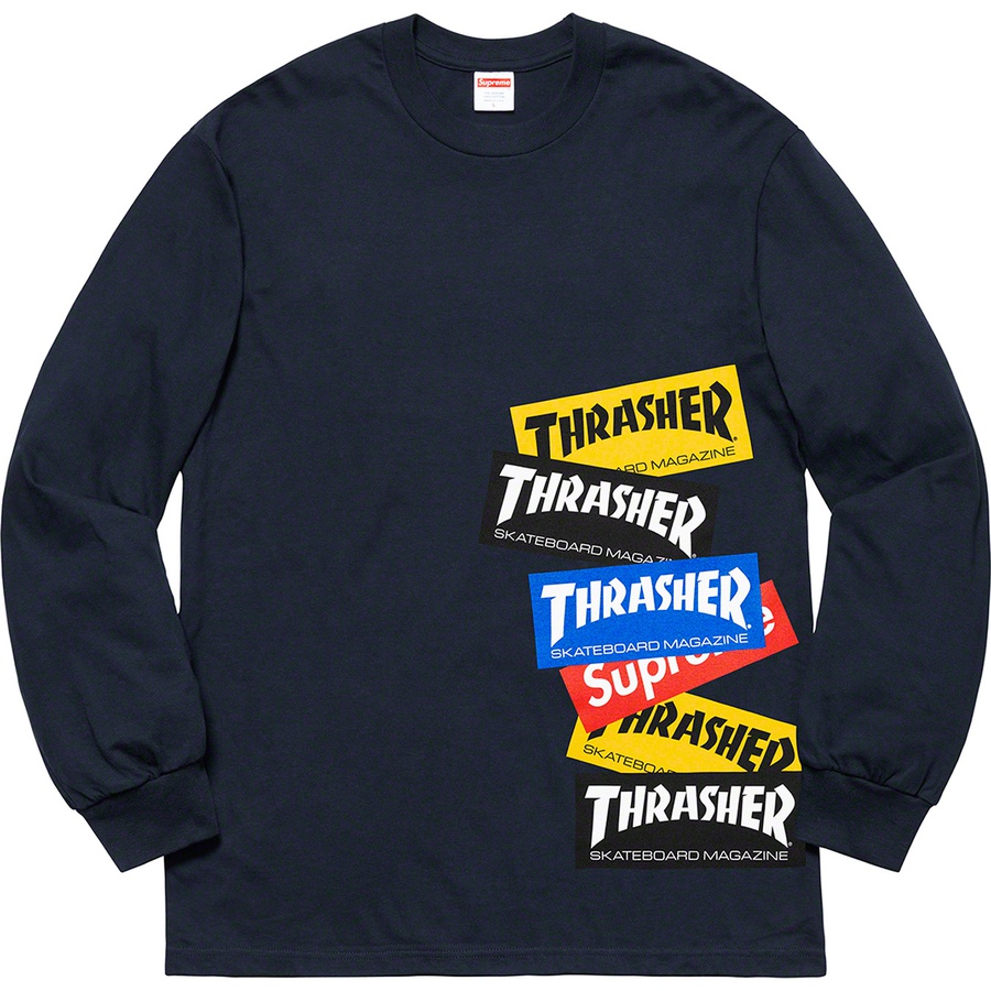 Details on Supreme Thrasher Multi Logo L S Tee Navy from fall winter
                                                    2021 (Price is $54)