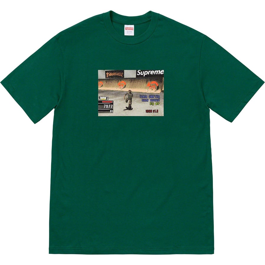 Details on Supreme Thrasher Game Tee Dark Green from fall winter
                                                    2021 (Price is $44)