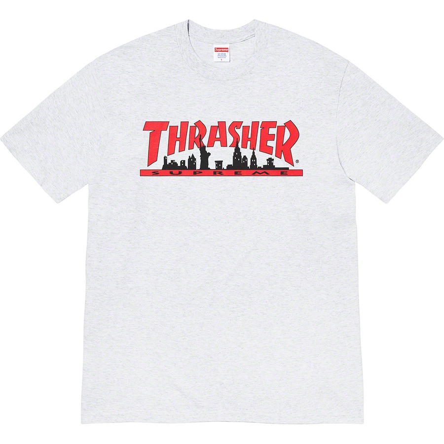 Details on Supreme Thrasher Skyline Tee Ash Grey from fall winter
                                                    2021 (Price is $44)