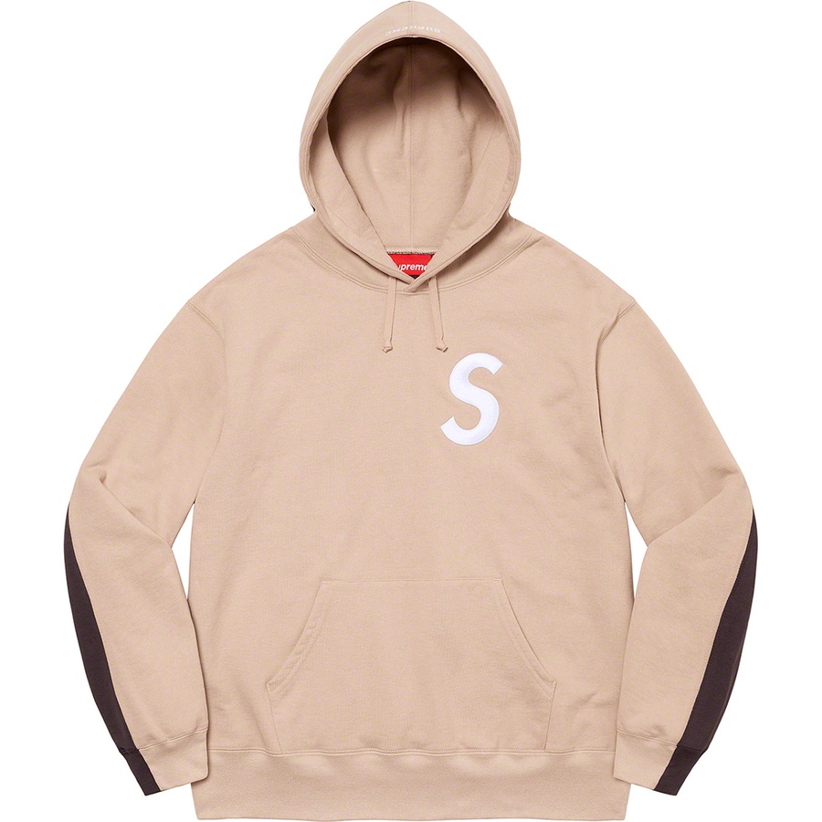 Details on S Logo Split Hooded Sweatshirt Tan from fall winter
                                                    2021 (Price is $168)