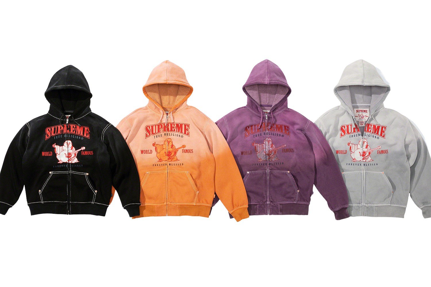 裏起毛supreme true religion zip up hoodie