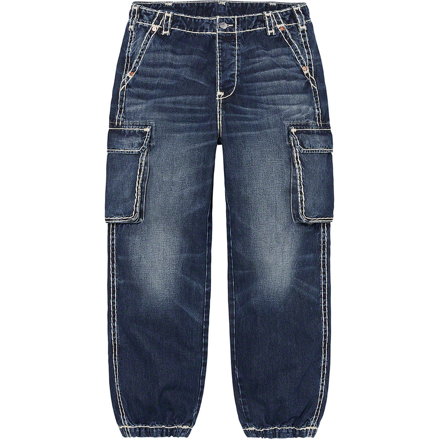 Details on Supreme True Religion Denim Cargo Pant Washed Blue from fall winter
                                                    2021 (Price is $228)