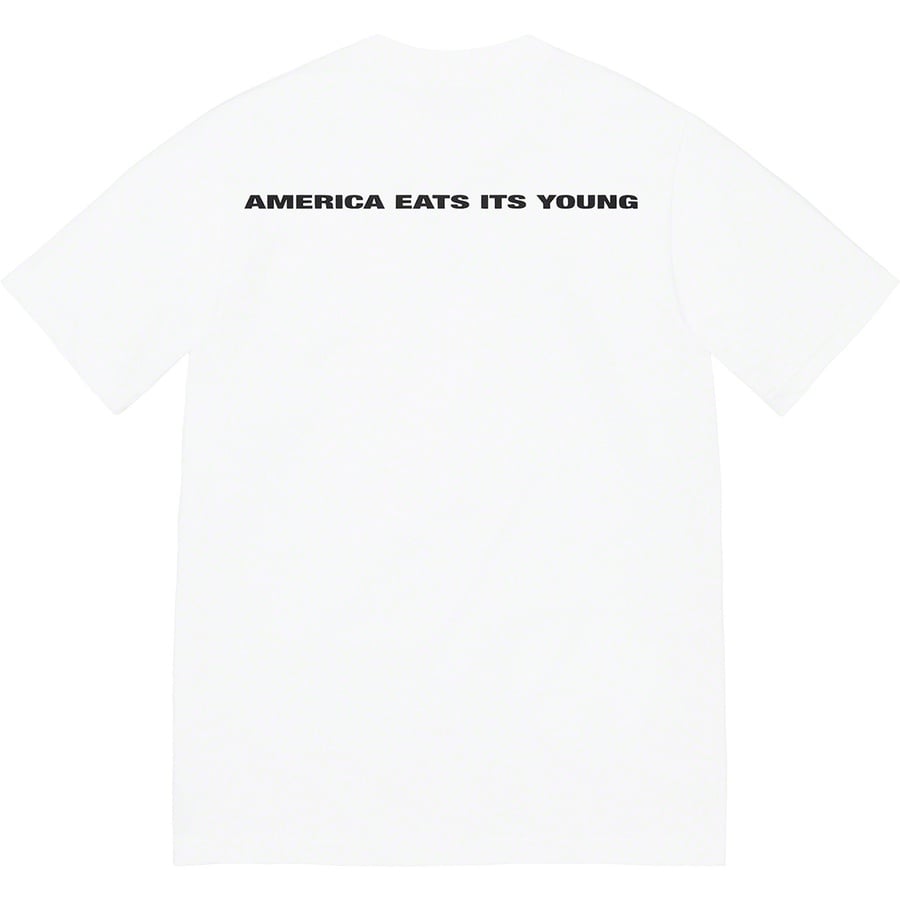 Details on America Eats Its Young Tee White from fall winter
                                                    2021 (Price is $44)