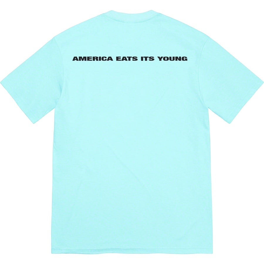 Details on America Eats Its Young Tee Turquoise from fall winter
                                                    2021 (Price is $44)