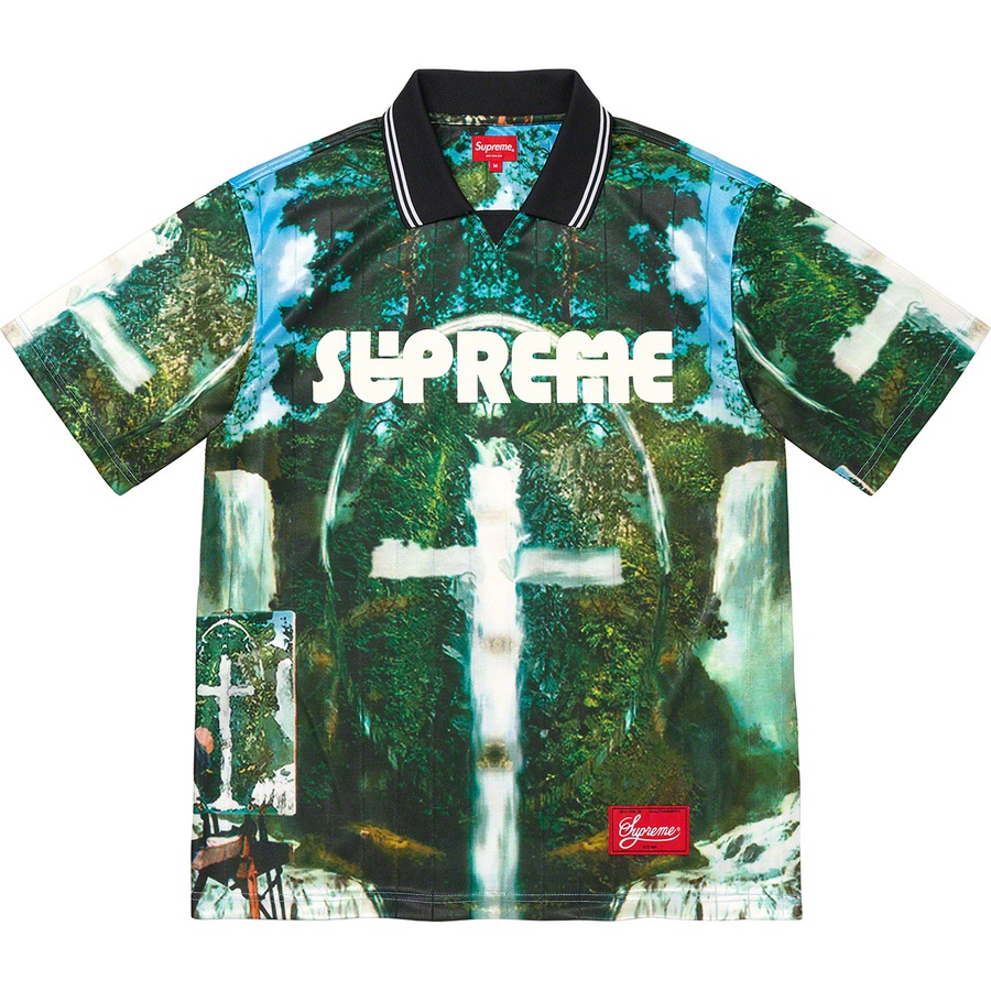 Details on Tadanori Yokoo Supreme Soccer Jersey Green from fall winter
                                                    2021 (Price is $110)