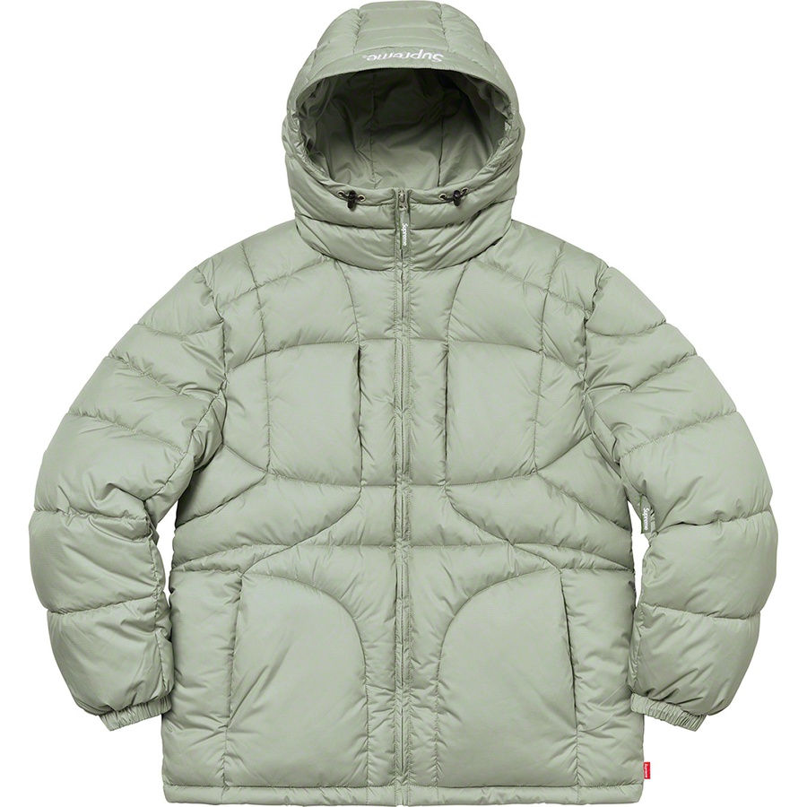 Details on Warp Hooded Puffy Jacket Sage from fall winter
                                                    2021 (Price is $298)