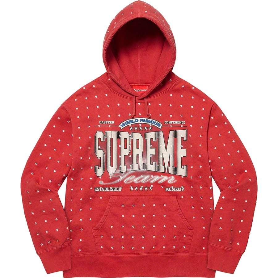 Details on Rhinestone Hooded Sweatshirt Burnt Red from fall winter
                                                    2021 (Price is $168)