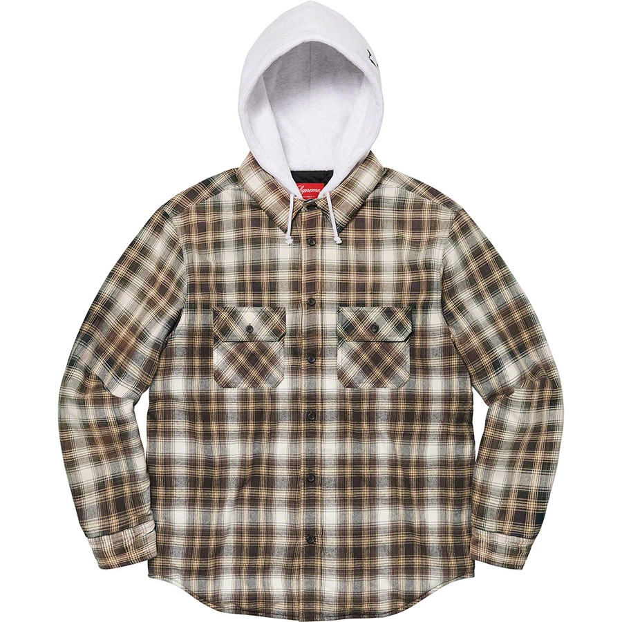 SUPREME hooded flannel zip shirt brown-connectedremag.com