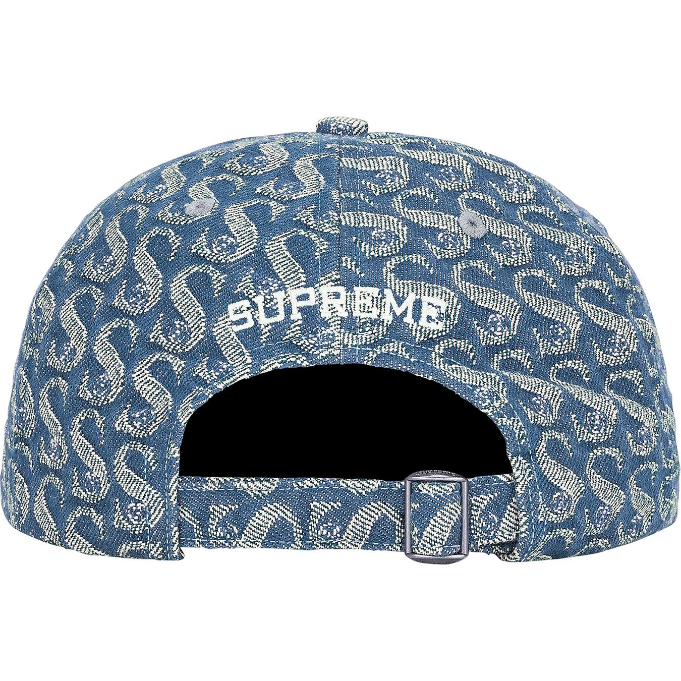 New Supreme Monogram S Logo Denim 6 Panel Hat Blue camp bogo box