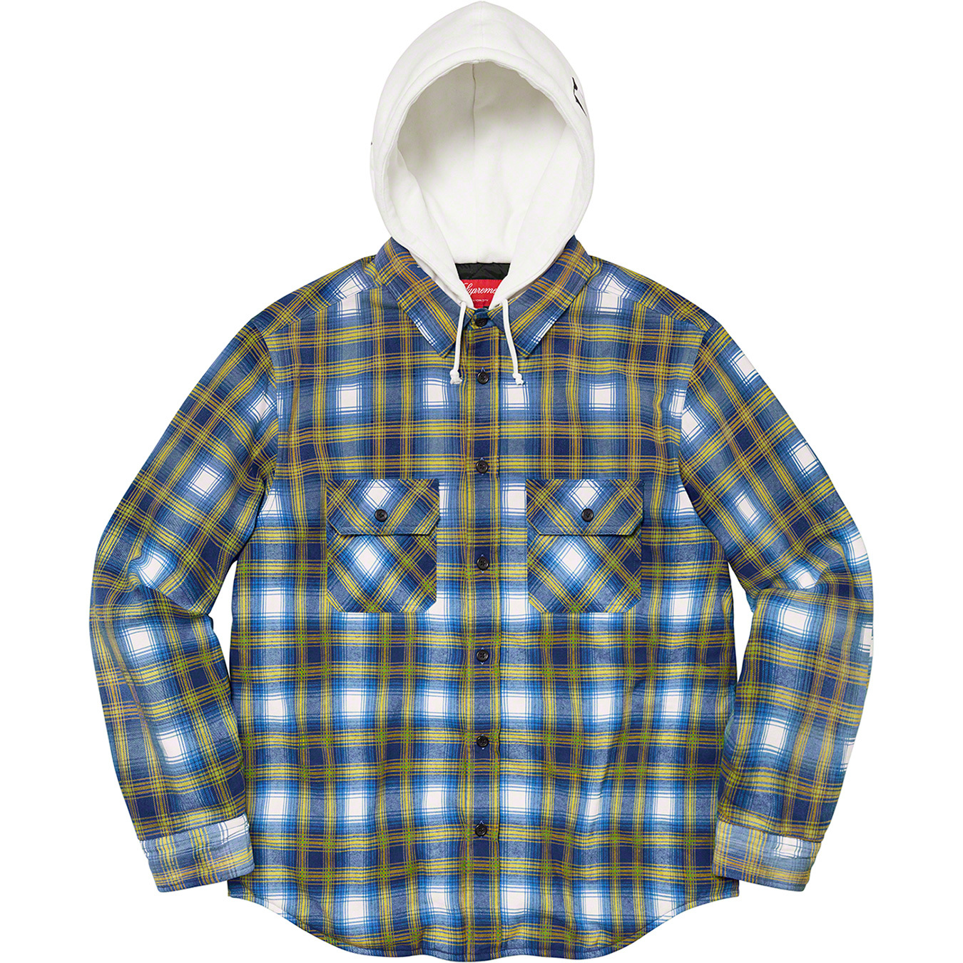 Supreme Hooded Flannel Zip Up Shirt "Blu