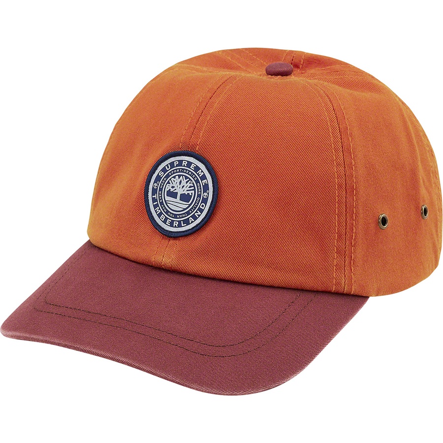 Details on Supreme Timberland 6-Panel Burnt Orange from fall winter
                                                    2021 (Price is $48)