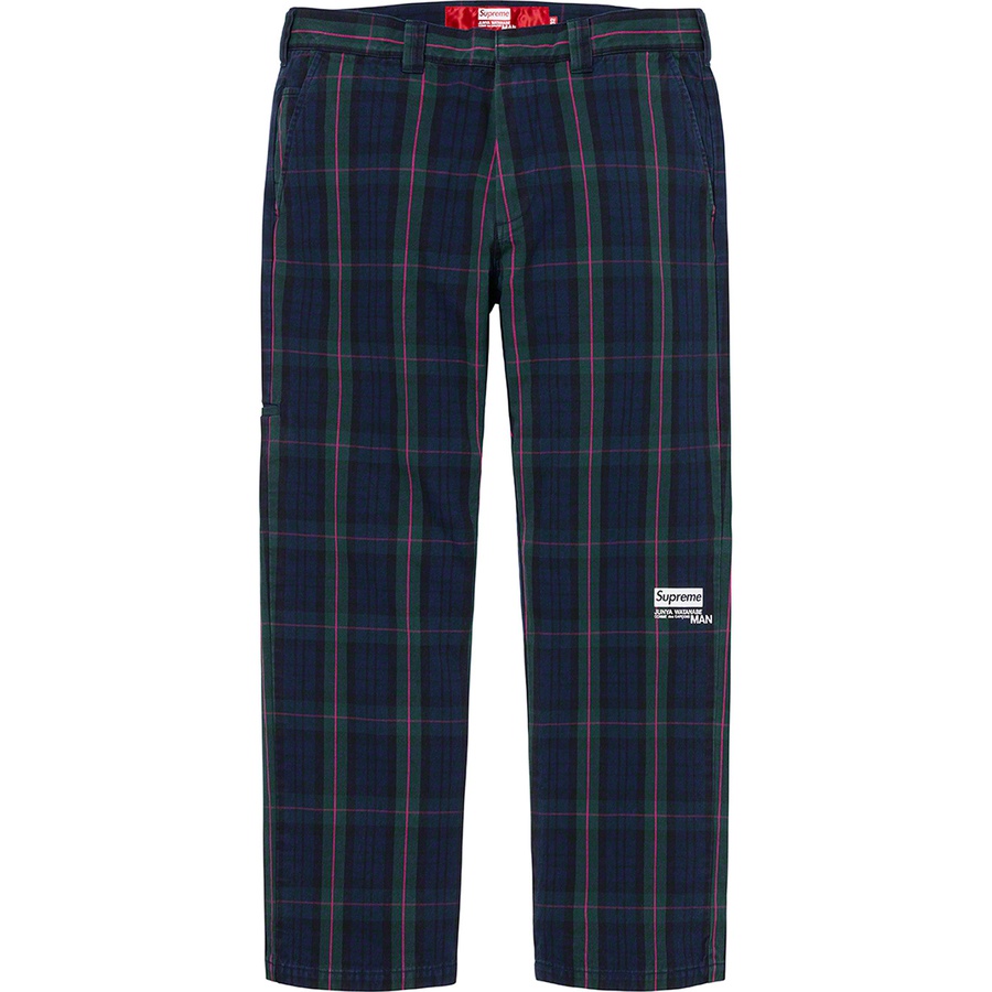 Details on Supreme JUNYA WATANABE COMME des GARÇONS MAN Printed Work Pant Navy Plaid from fall winter
                                                    2021 (Price is $188)