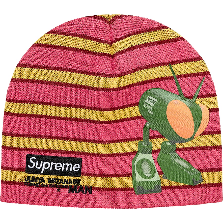 Details on Supreme JUNYA WATANABE COMME des GARÇONS MAN Beanie Red Stripe from fall winter
                                                    2021 (Price is $40)