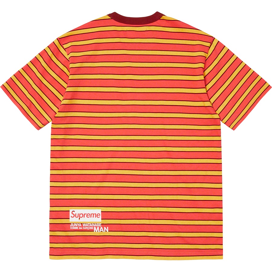 Details on Supreme JUNYA WATANABE COMME des GARÇONS MAN Stripe S S Top Dark Red from fall winter
                                                    2021 (Price is $98)