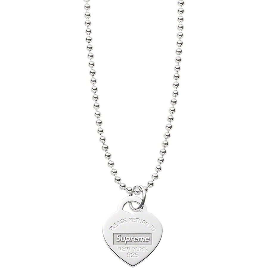Supreme Tiffany Heart Tag Pendant Silver