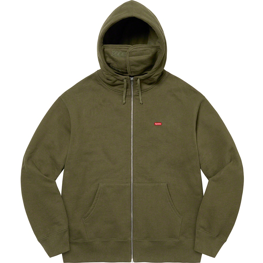 Details on Small Box Facemask Zip Up Hooded Sweatshirt Dark Olive from fall winter
                                                    2021 (Price is $168)